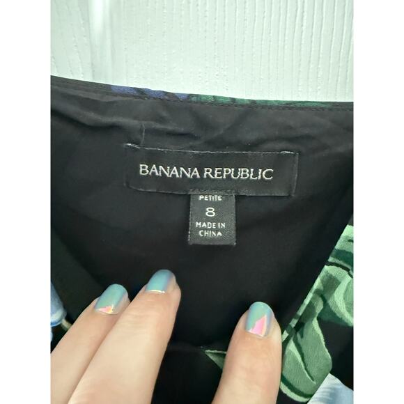 Blue Floral Dress By Banana Republic Size 8 - Picture 2 of 7